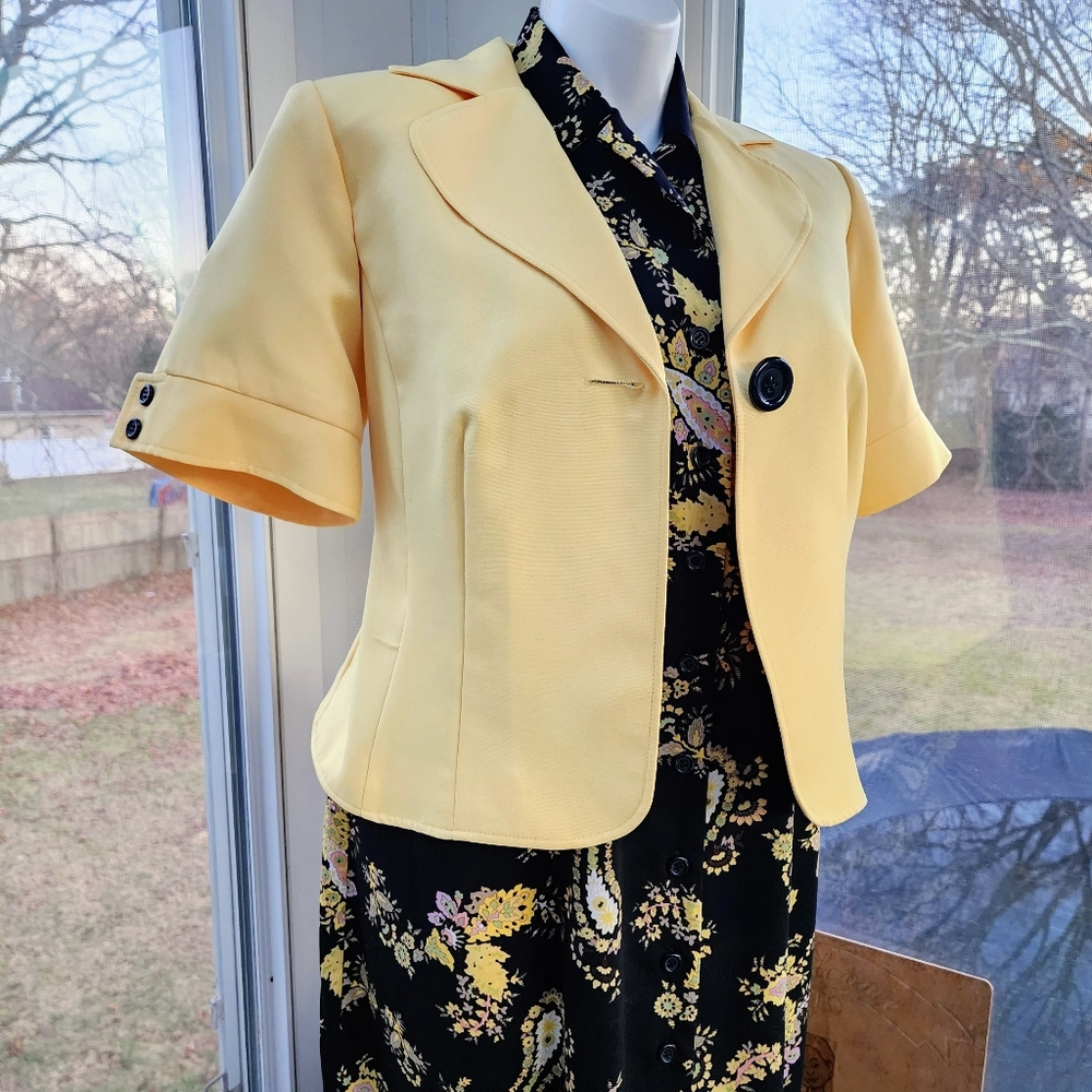 Studio 1 Black Yellow Paisley Sleeveless Dress & Short Sleeve Jacket 2 Piece Set - Picture 3 of 16